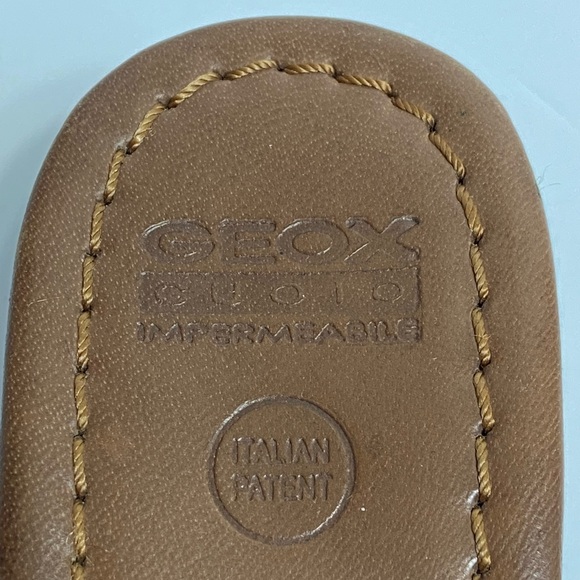 Geox Women’s Artisan Sandal Flip Flops Thong Brown Leather Gold Flower Size 8.5 - Picture 7 of 10